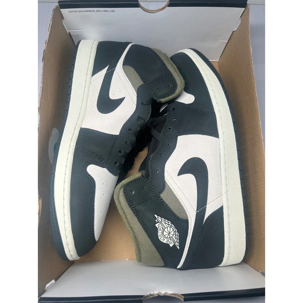 Nike Air Jordan 1 Mid Off Noir Medium Olive Size 12.5 HV4091 102 New/No Lid